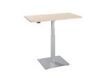 Beistelltisch Start Off, elektrisch höhenverstellbar, Rechteck, Säulenfuss, B 1000 x T 600 x H 635-1285 mm, Ahorn/weissaluminium