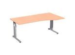 Schreibtisch ALICANTE, C-Fuss, Freiform, Ansatz rechts, B 1800 x T 800/1000 x H 680-820 mm, Buche-Dekor