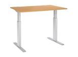 Schäfer Shop Select Schreibtisch ERGO-T, elektrisch höhenverstellbar, Rechteck, T-Fuss, B 1200 x T 800 x H 725-1185 mm, Buche/alusilber