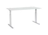 Schäfer Shop Select Schreibtisch ERGO-T, elektrisch höhenverstellbar, Rechteck, T-Fuss, B 1800 x T 800 x H 725-1185 mm, lichtgrau/weissaluminium