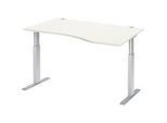 Schäfer Shop Select Schreibtisch ERGO-T, elektrisch höhenverstellbar, Freiform, Ansatz rechts, T-Fuss, B 1800 x H 725-1185 mm, weiss/weissalu