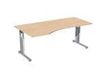 Schreibtisch ALICANTE, Freiform, Ansatz links, B 1800 x T 1000/800 x H 680-820 mm, Buche-Dekor
