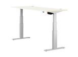 Schäfer Shop Select Schreibtisch ERGO-T, elektrisch höhenverstellbar, Rechteck, T-Fuss, B 1600 x T 800 x H 640-1300 mm, weiss/weissaluminium