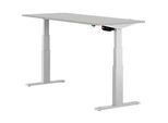 Schäfer Shop Select Schreibtisch ERGO-T, elektrisch höhenverstellbar, Rechteck, T-Fuss, B 1600 x T 800 x H 640-1300 mm, lichtgrau/weissaluminium