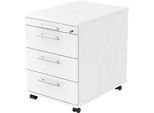 Rollcontainer ULM, 3 Schüben, 1 Utensilienauszug, B 428 x T 553 x H 590 mm, weiss/weiss