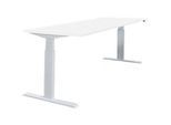Schäfer Shop Select Schreibtisch NEVADA, elektrisch höhenverstellbar, Rechteck, T-Fuss, B 1800 x T 800 x H 715-1185 mm, weiss/alusilber
