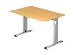 Schreibtisch ULM, C-Fuss, Rechteck, B 1200 x T 800 x H 650-850 mm, Buche-Dekor