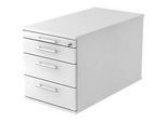 Rollcontainer, 3 Schübe, 1 Utelsilienauszug, B 428 x T 800 x H 512 mm, lichtgrau