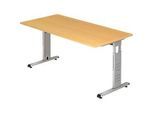 Schreibtisch ULM, C-Fuss, Rechteck, B 1600 x T 800 x H 650-850 mm, Buche-Dekor