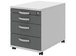 Rollcontainer BARI, Materialauszug, 3 Schubkästen, abschliessbar, B 432 x T 577 x H 538 mm, hellgrau/anthrazit