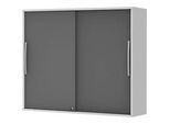 Schiebetür-Aufbauschrank BARI, 4 Böden, Schloss, Mitteltrennwand, B 1200 x T 430 x H 1057 mm, hellgrau/anthrazit