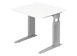 Schreibtisch TARVIS, C-Fuss, Rechteck, B 800 mm, Gestell silber, höhenverstellbar, weiss