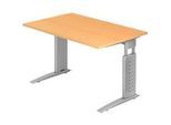 Schreibtisch TARVIS, C-Fuss, Rechteck, B 1200 mm, Gestell silber, höhenverstellbar, Buche