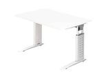 Schreibtisch TARVIS, C-Fuss, Quadrat, B 1200 mm, Gestell weiss, höhenverstellbar, weiss