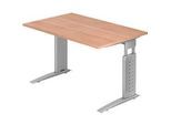 Schreibtisch TARVIS, C-Fuss, Rechteck, B 1200 mm, Gestell silber, höhenverstellbar, Nussbaum