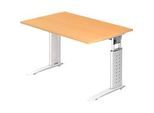 Schreibtisch TARVIS, C-Fuss, Quadrat, B 1200 mm, Gestell weiss, höhenverstellbar, Buche