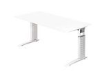 Schreibtisch TARVIS, C-Fuss, Quadrat, B 1600 mm, Gestell weiss, höhenverstellbar, weiss