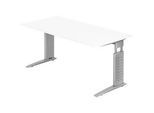 Schreibtisch TARVIS, C-Fuss, Rechteck, B 1600 mm, Gestell silber, höhenverstellbar, weiss