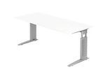 Schreibtisch TARVIS, C-Fuss, Rechteck, B 1800 mm, Gestell silber, höhenverstellbar, weiss