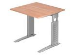 Schreibtisch TARVIS, C-Fuss, Rechteck, B 800 mm, Gestell silber, höhenverstellbar, Nussbaum-Dekor