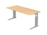 Schreibtisch TARVIS, C-Fuss, Rechteck, B 1800 mm, Gestell silber, höhenverstellbar, Ahorn-Dekor