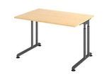 Schreibtisch Breno, manuelle Höheneinstellung, horizontaler Kabelkanal, B 1200 x T 800 x H 680-820 mm, Spanplatte & Stahl, Ahorn/Graphit