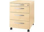 Schäfer Shop Select Rollcontainer LOGIN, 3 Schubladen, 1 Utensilienauszug, Zentralverriegelung, B 432 x T 580 x H 595 mm, Ahorn Dekor