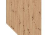 Trapezplatte Breno, Verbindungsplatte für Schreibtische Breno, mit Stützfuss, L 1200 x B 1200 mm, Spanplatte, Asteiche/Silber