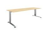 Schäfer Shop Select Schreibtisch LOGIN, manuell höheneinstellbar, C-Fuss, B 1600 x T 800 x H 660-820 mm, Ahorn/weissalu