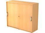 Schiebetürenschrank TARVIS, 3 Ordnerhöhen, B 1200 x T 400 x H 1100 mm, abschliess- & stapelbar, Buche-Dekor