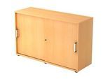 Schiebetürenschrank TARVIS, 2 Ordnerhöhen, B 1200 x T 400 x H 748 mm, abschliess- & stapelbar, Buche-Dekor