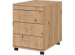 Rollcontainer 1233 Breno, 3 Schübe & 1 Utensilienauszug, abschliessbar, B 428 x T 580 x H 590 mm, Asteiche
