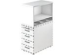 Aufsatzregal Breno, für Standcontainer Breno, inkl. 3 Kunststoffeinsätze, B 428 x T 800 x H 530 mm, Spanplatte, Weiss