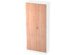 Aktenschrank, 5 OH, abschliessbar, B 800 x T 420 x H 2004 mm, weiss/Nussbaum-Dekor