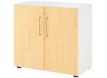 Schränke Breno, 2 OH, abschliessbar, 28 kg je Boden, B 800 x T 420 x H 748 mm, weiss/Ahorn