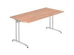 Schreibtisch TARA, C-Fuss, Rechteck, B 1600 x T 800 x H 720 mm, Nussbaum-Dekor