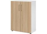 Schränke Breno, 3 OH, abschliessbar, 28 kg je Boden, B 800 x T 420 x H 1100 mm, weiss/Eiche