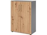 Schränke Breno, 3 OH, abschliessbar, 28 kg je Boden, B 800 x T 420 x H 1100 mm, graphit/Asteiche