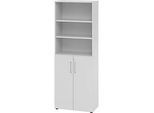 Kombischrank Breno, 6OH, Schrank- und Regalelement, abschliessbar, B 800 x T 420 x H 2156 mm, Spanplatte, lichtgrau/lichtgrau