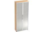 Glastürenschrank TARA, 5 Ordnerhöhen, B 800 x T 346 x H 1880 mm, Ahorn-Dekor
