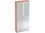 Glastürenschrank TARA, 5 Ordnerhöhen, B 800 x T 346 x H 1880 mm, Nussbaum-Dekor
