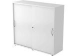 Schiebetürenschrank TARA, 3 Ordnerhöhen, B 1200 x T 400 x H 1180 mm, abschliess- & stapelbar, lichtgrau