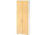 Schränke Breno, 6 OH, abschliessbar, 28 kg je Boden, B 800 x T 420 x H 2156 mm, weiss/Ahorn