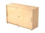 Schiebetürenschrank TARA, 2 Ordnerhöhen, B 1200 x T 400 x H 748 mm, abschliess- & stapelbar, Ahorn-Dekor