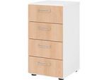 Schubladenschrank Breno, 4 Schübe, Metallgriffe, B 400 x T 420 x H 748 mm, weiss/Eiche