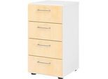 Schubladenschrank Breno, 4 Schübe, Metallgriffe, B 400 x T 420 x H 748 mm, weiss/Ahorn