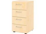 Schubladenschrank Breno, 4 Schübe, Metallgriffe, B 400 x T 420 x H 748 mm, Ahorn/Ahorn