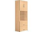 Kombischrank PALENQUE, 6 OH, Holztüren, HR-Auszug, B 800 x T 420 x H 2160 mm, Buche