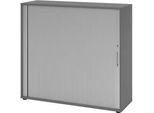 Querrollladenschrank Breno, 3 OH, abschliessbar, stapelbar, B 1200 x T 400 x H 1100 mm, Spanplatte, graphit