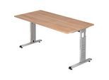 Schreibtisch ULM, C-Fuss, Rechteck, B 1600 x T 800 x H 650-850 mm, Nussbaum-Dekor